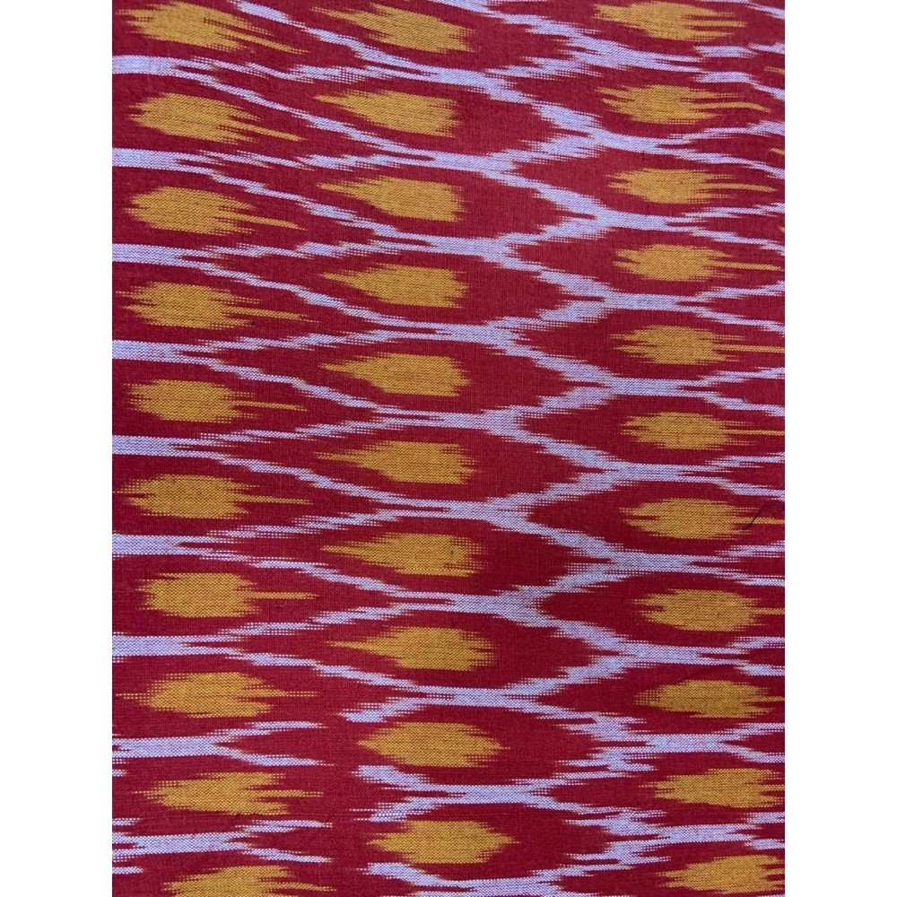 Handloom Red-Yellow Ikat Cotton Fabric