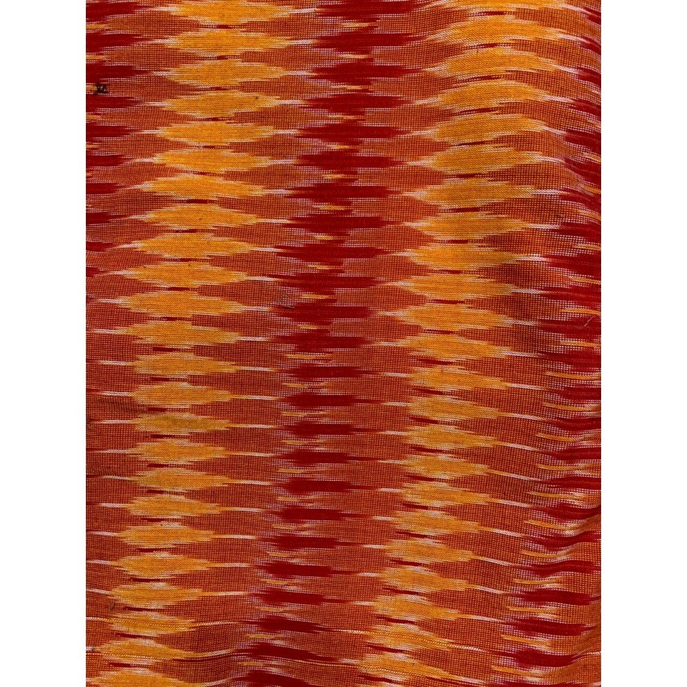 Traditional Handwoven Cotton Red-Yellow Ikat Fabric