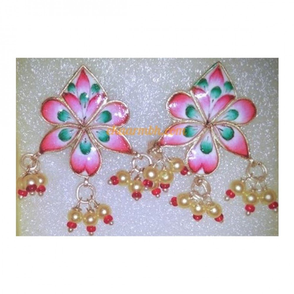 Banaras Gulabi Meenakari Beads Earring