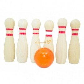 Six Pin Wooden Bowling Set for Kids
