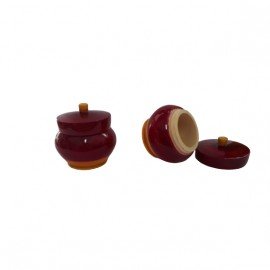 Small Wooden Lacquered Kumkum Boxes (Set of 2)