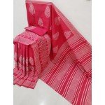 Cotton Pink Bagru Hand Printed Saree
