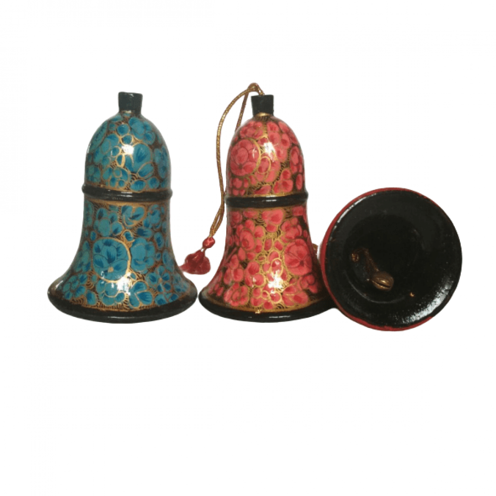 Kashmiri Art Wooden Christmas Bell Set
