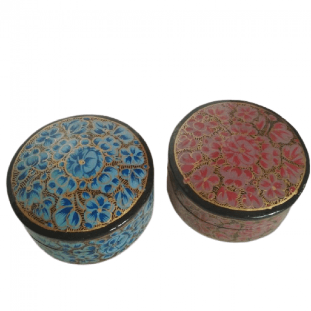 Traditional Kashmiri Style Papier Mache Pills Box Set of Two