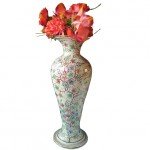 White Chinar Embossed Papier Mache Flower Vase