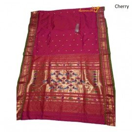 Handwoven Pure Silk Double Pallu Tissue Border Paithani Saree 