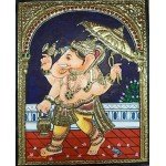 Standing Ganesha Tanjore Painting
