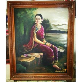 Traditional Indian Women Tanjore Painting